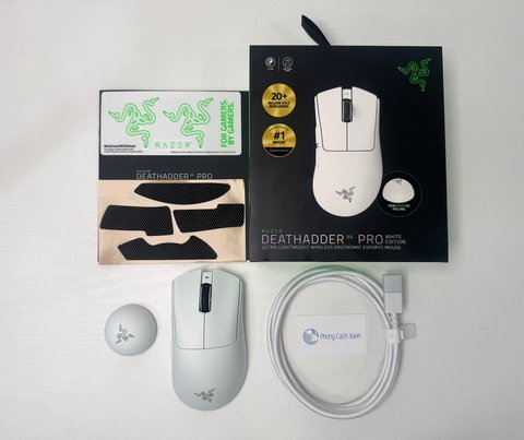 Razer DeathAdder V4 Pro – Chuột ergonomic kèm dongle 8K - White