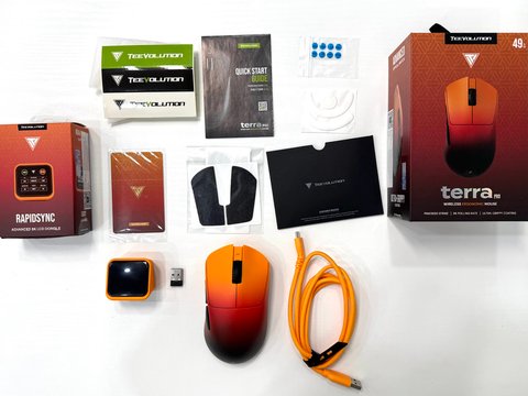 Teevolution Terra Pro – Chuột công thái học Color: Infernal Orange ( 1K + 8K LCD Dongle)